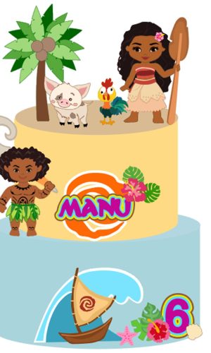 KIT C/ 5 ARQUIVO DE CORTE: TOPO DE BOLO MOANA CUTE 003