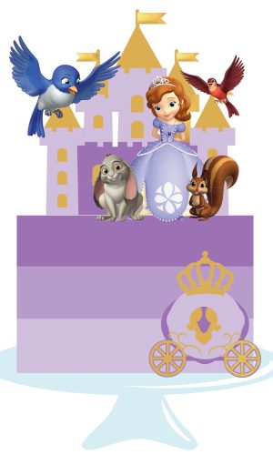 Kit c/ 5 Arquivo de Corte: Topo de Bolo Princesa Sofia 003