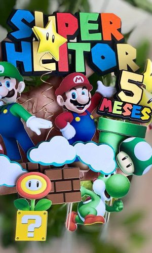 Kit C/ 5 Arquivo De Corte: Topo De Bolo Super Mario 004