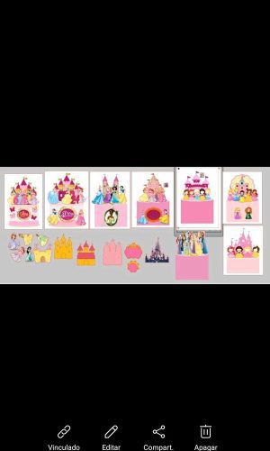 Kit c/ 8 Topos de Bolo Princesas + 4 Arquivos a Sua Escolha