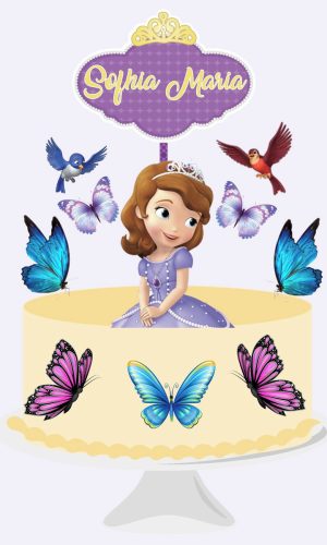 Kit com 5 Arquivos de Corte: 03- Princesa Sofia Topo de Bolo