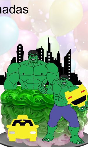 Kit com 5 arquivos de corte 04-HULK TOPO DE BOLO CAMADAS