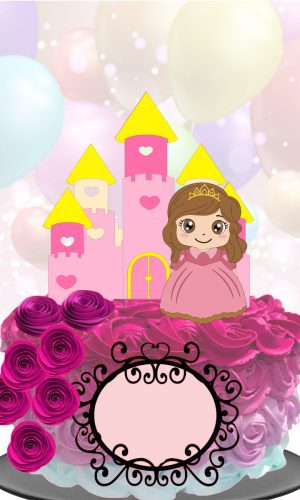 Kit com 5 arquivos de corte 06-PRINCESA TOPO DE BOLO CAMADAS