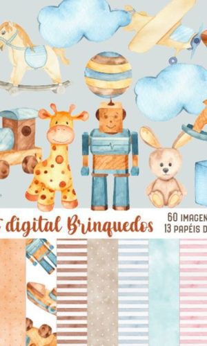 Kit Digital Brinquedos Aquarela 1116