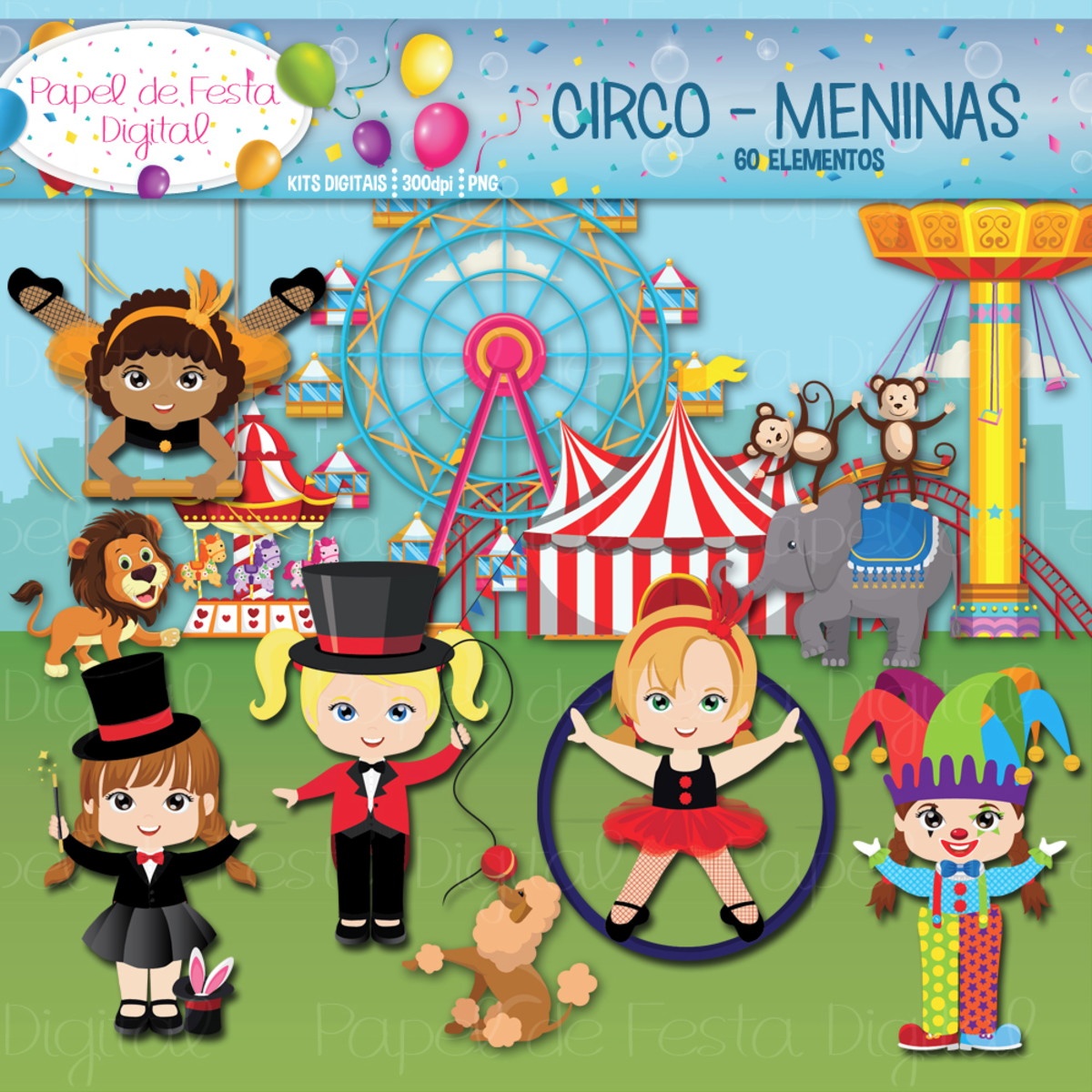 Kit Digital Circo Meninas