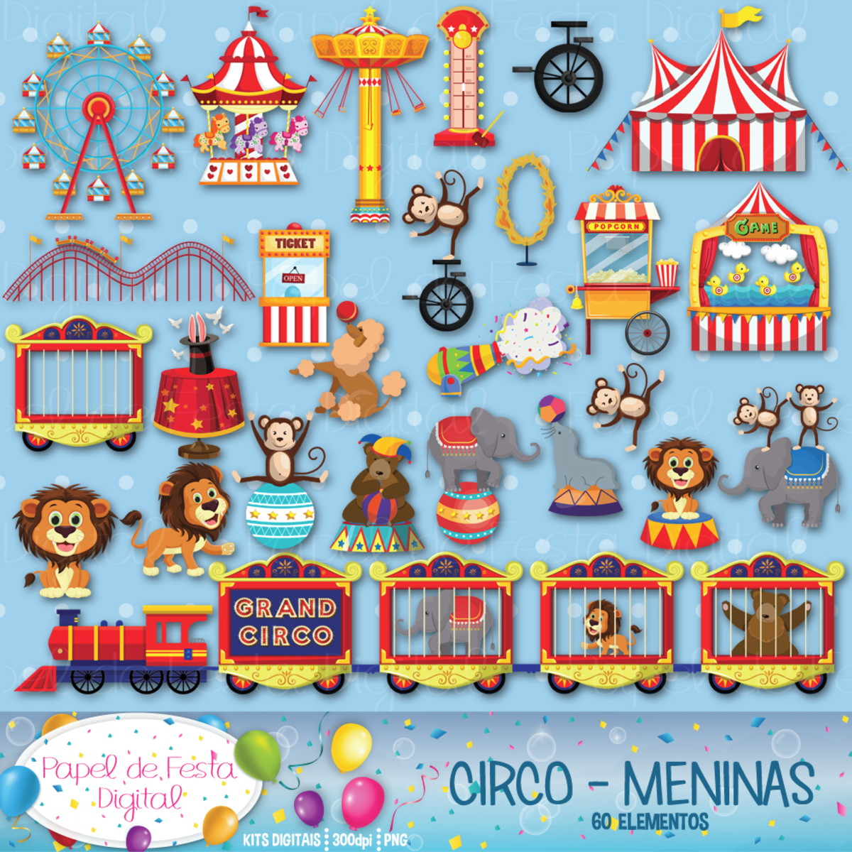 Kit Digital Circo Meninas - Imagem 5