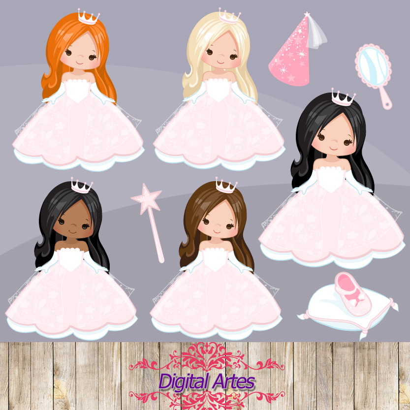 Kit Digital Cliparts Princesas - Imagem 2