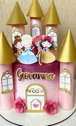 Kit Digital Corte de Topo Bolo Castelo Princesa