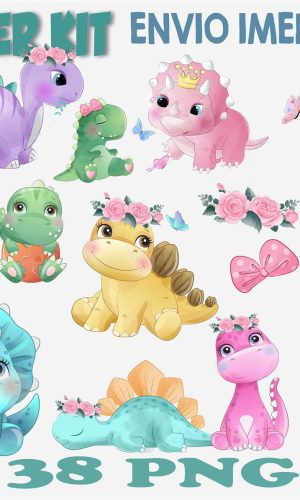 Kit Digital Dinossauro Menina