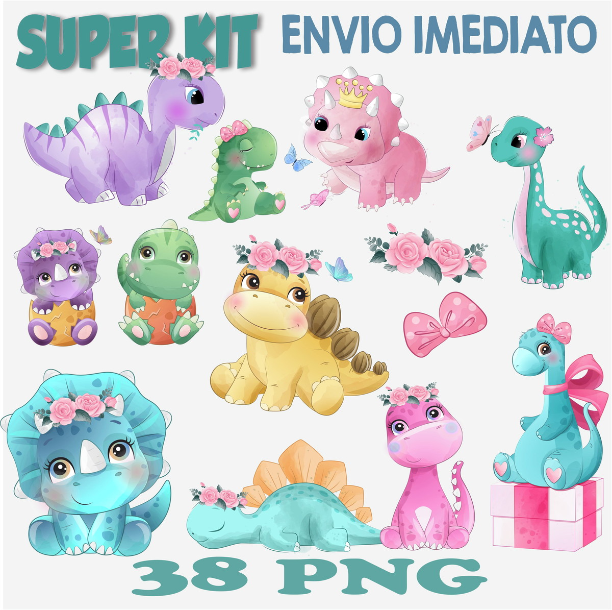 Kit Digital Dinossauro Menina
