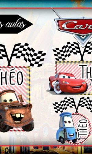 kit Digital Etiquetas escolares Carros Relâmpago Mc queen