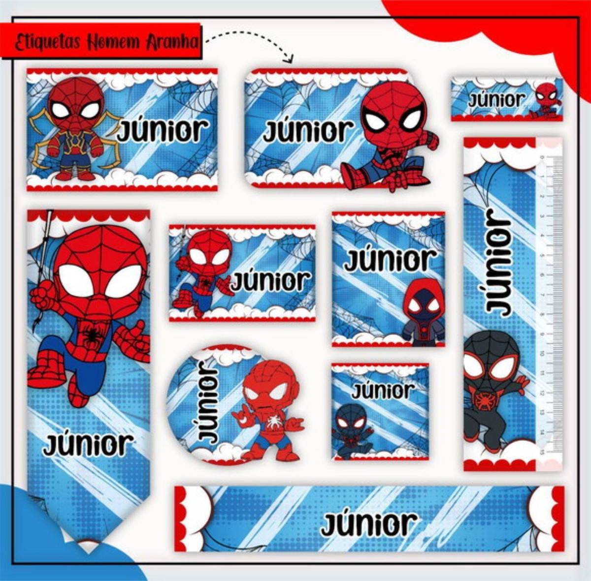 kit Digital Etiquetas Escolares Homem Aranha STUDIO PDF PNG