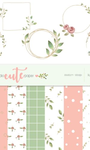 Kit Digital - Floral Papel e Frame