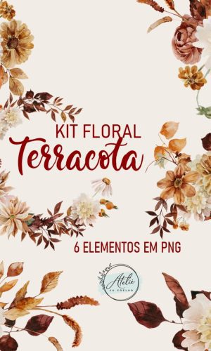 Kit Digital Floral Terracota