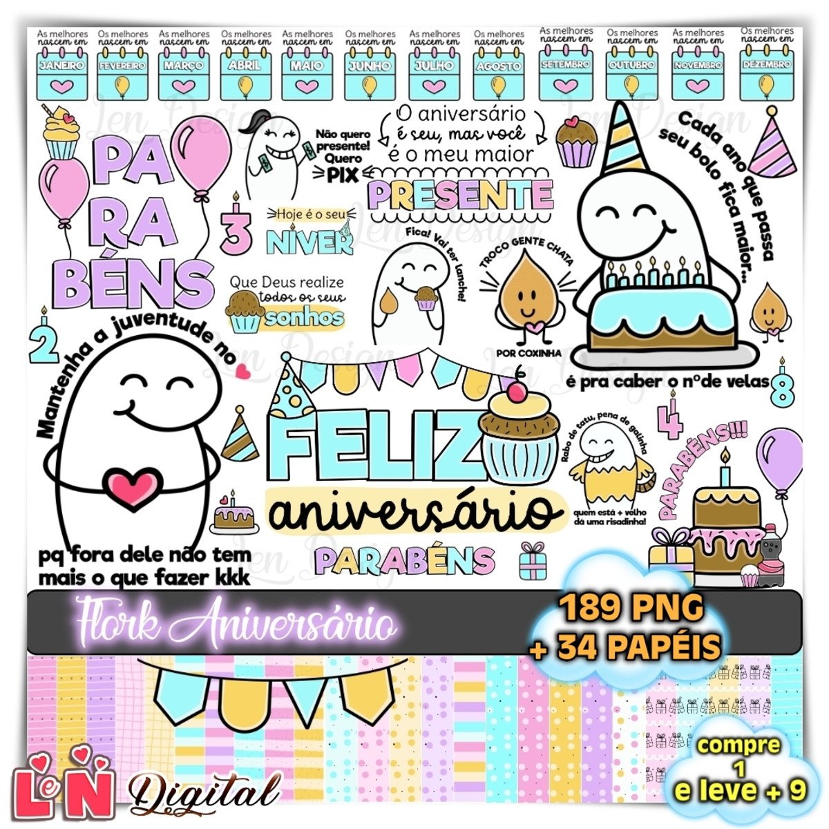 Kit Digital Flork Aniversário