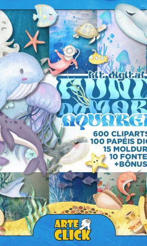 Kit Digital Fundo do Mar Aquarela