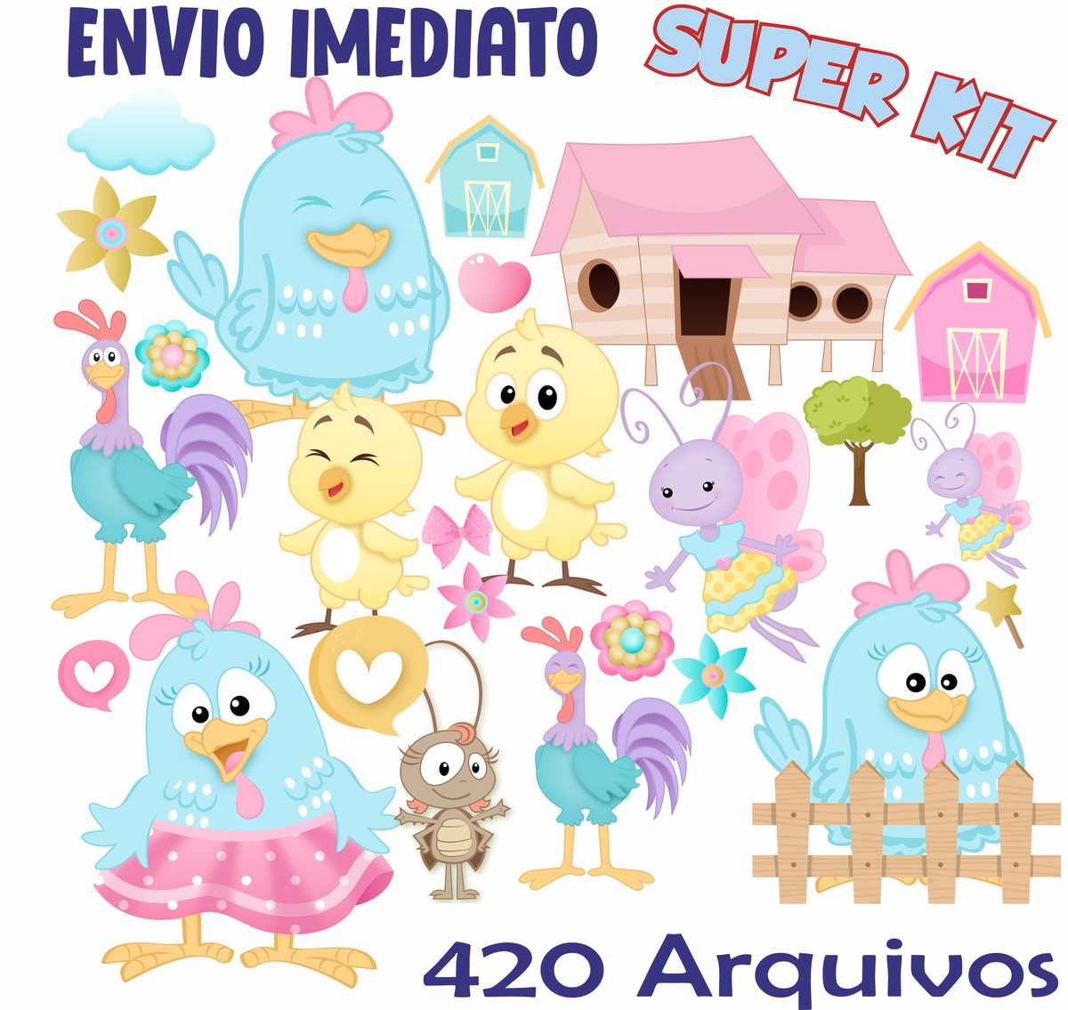 Kit Digital Galinha Pintadinha Candy Color