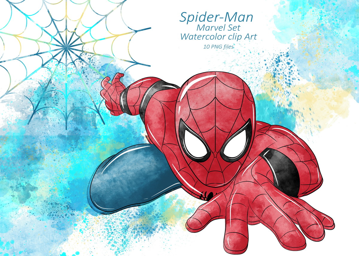 Kit Digital Homem Aranha Aquarela - Imagem 2