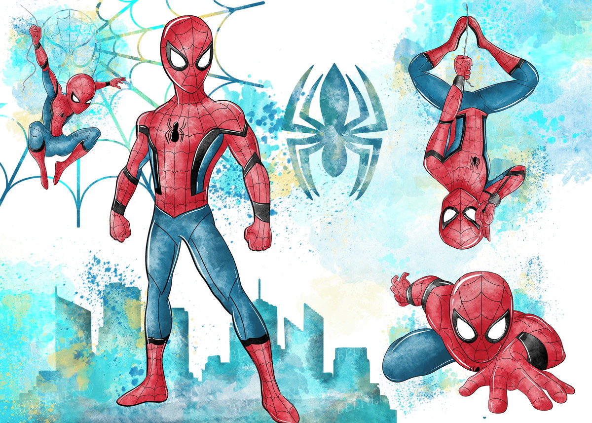 Kit Digital Homem Aranha Aquarela - Imagem 3