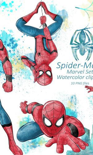 Kit Digital Homem Aranha Aquarela