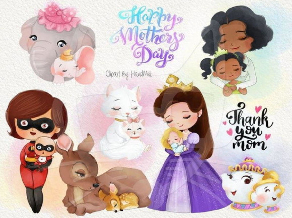kit Digital Mães princesa Aquarela PNG- Scrapbook