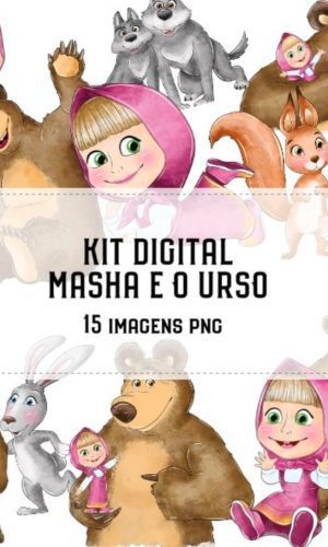 Kit Digital Masha e o Urso Aquarela 1743