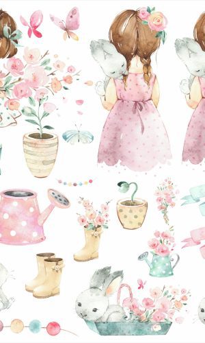 Kit Digital Menina Aquarela