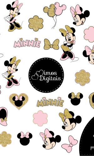 Kit Digital Minnie Rosa e Dourado