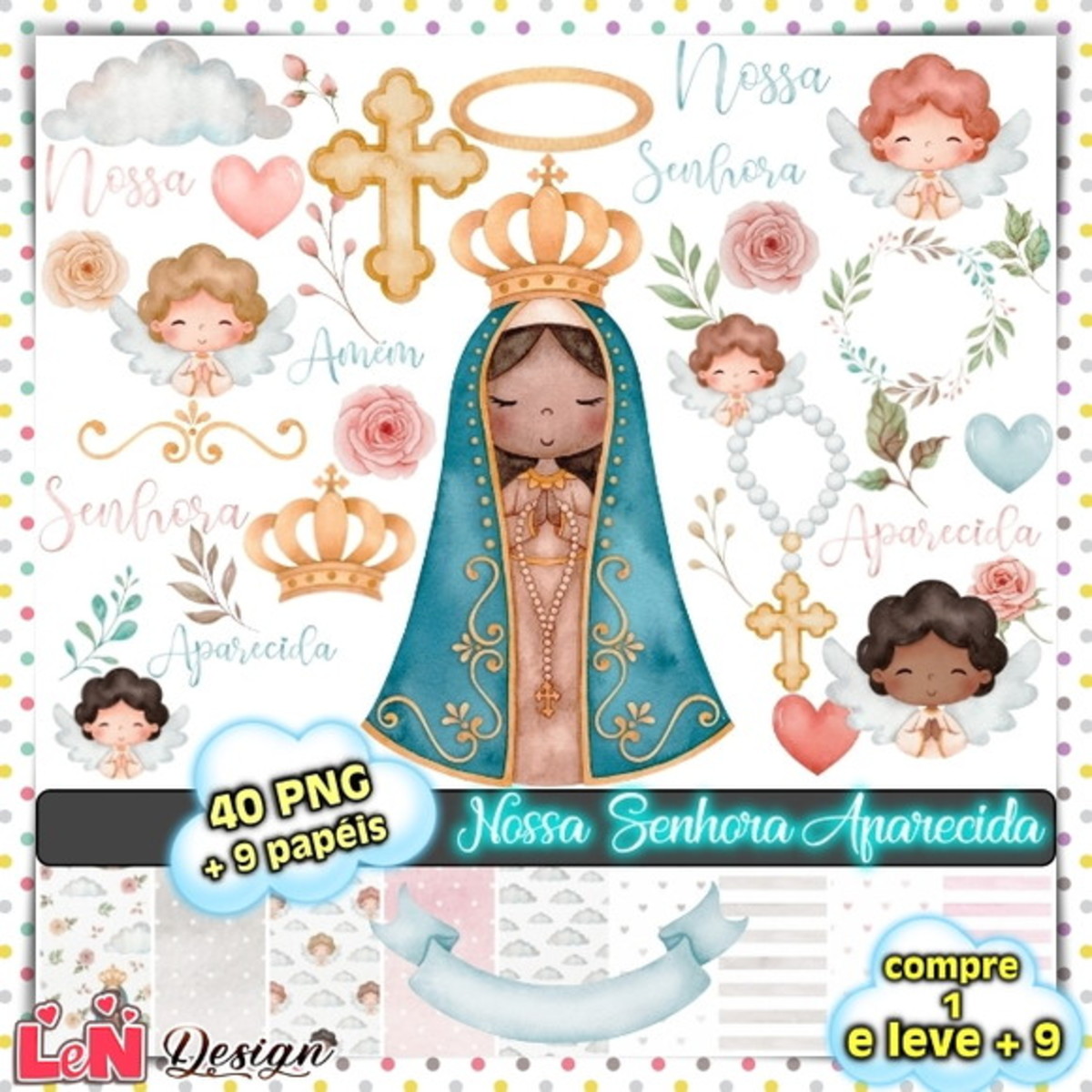 Kit Digital Nossa Senhora Aparecida Aquarela