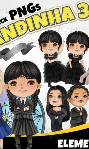 Kit Digital Png Wandinha Wednesday 3 (pague 1 Leve 3)