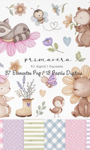Kit Digital - Primavera Aquarela