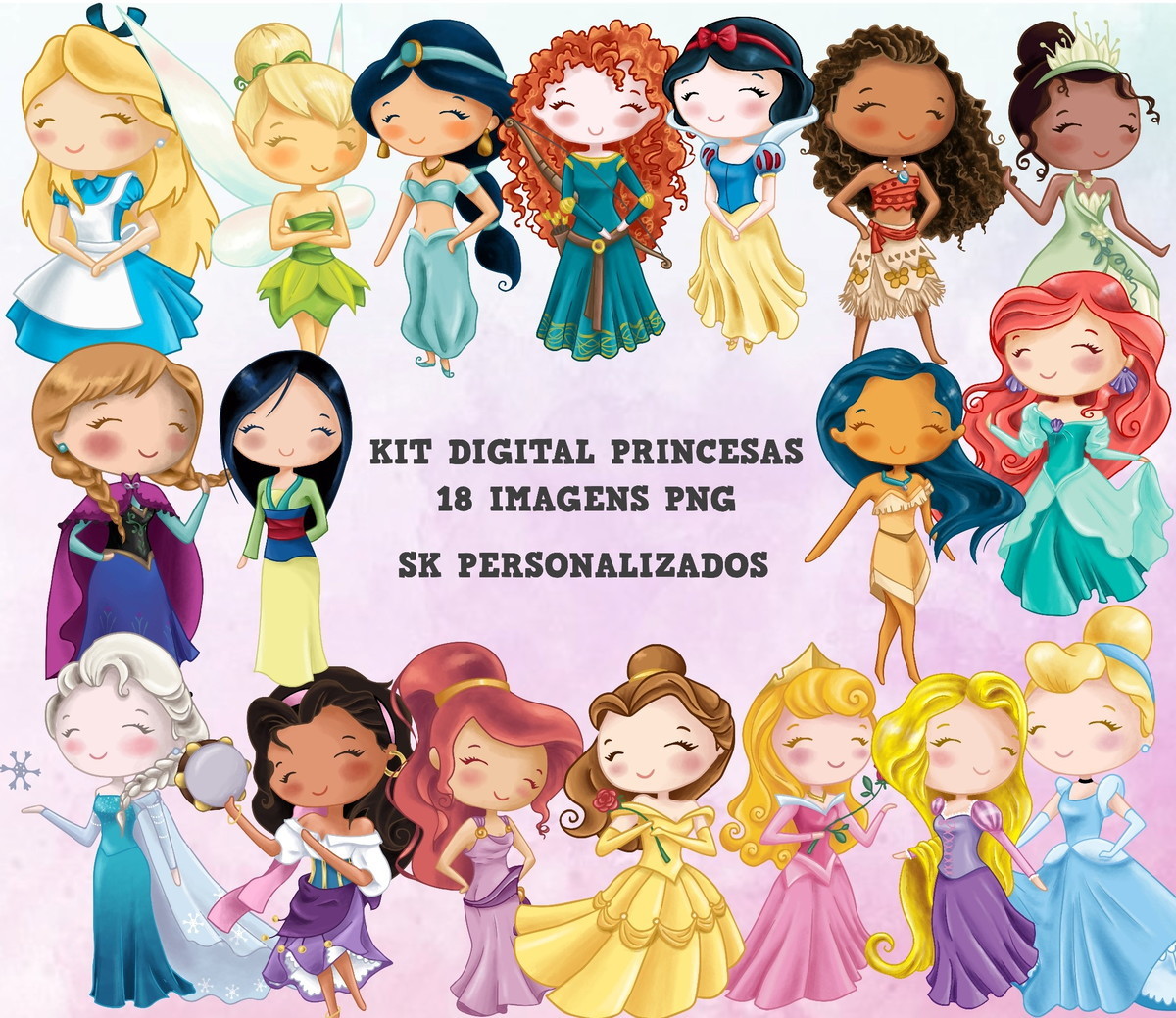 Kit Digital Princesas Aquarela #266#