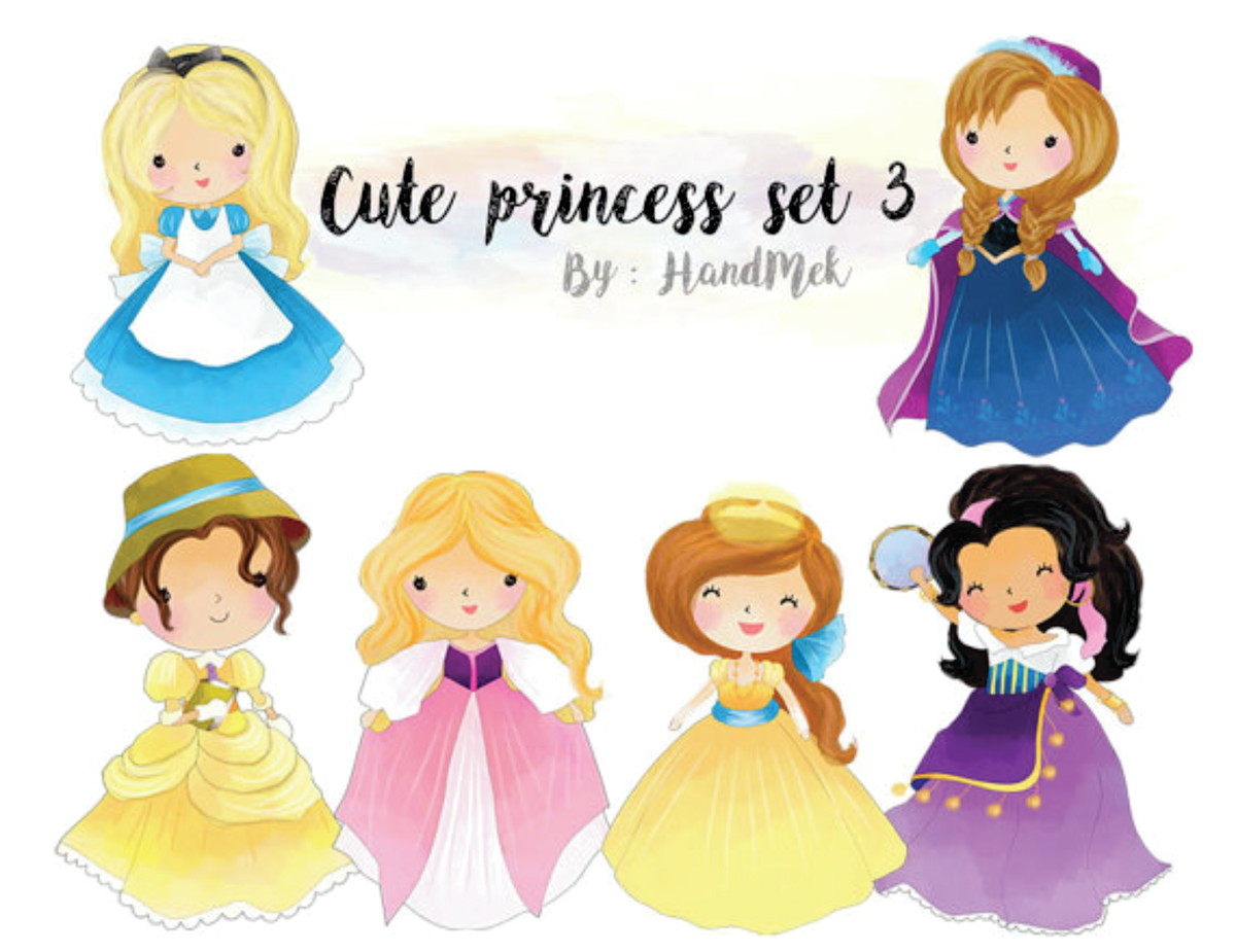 Kit digital princesas aquarelado 06