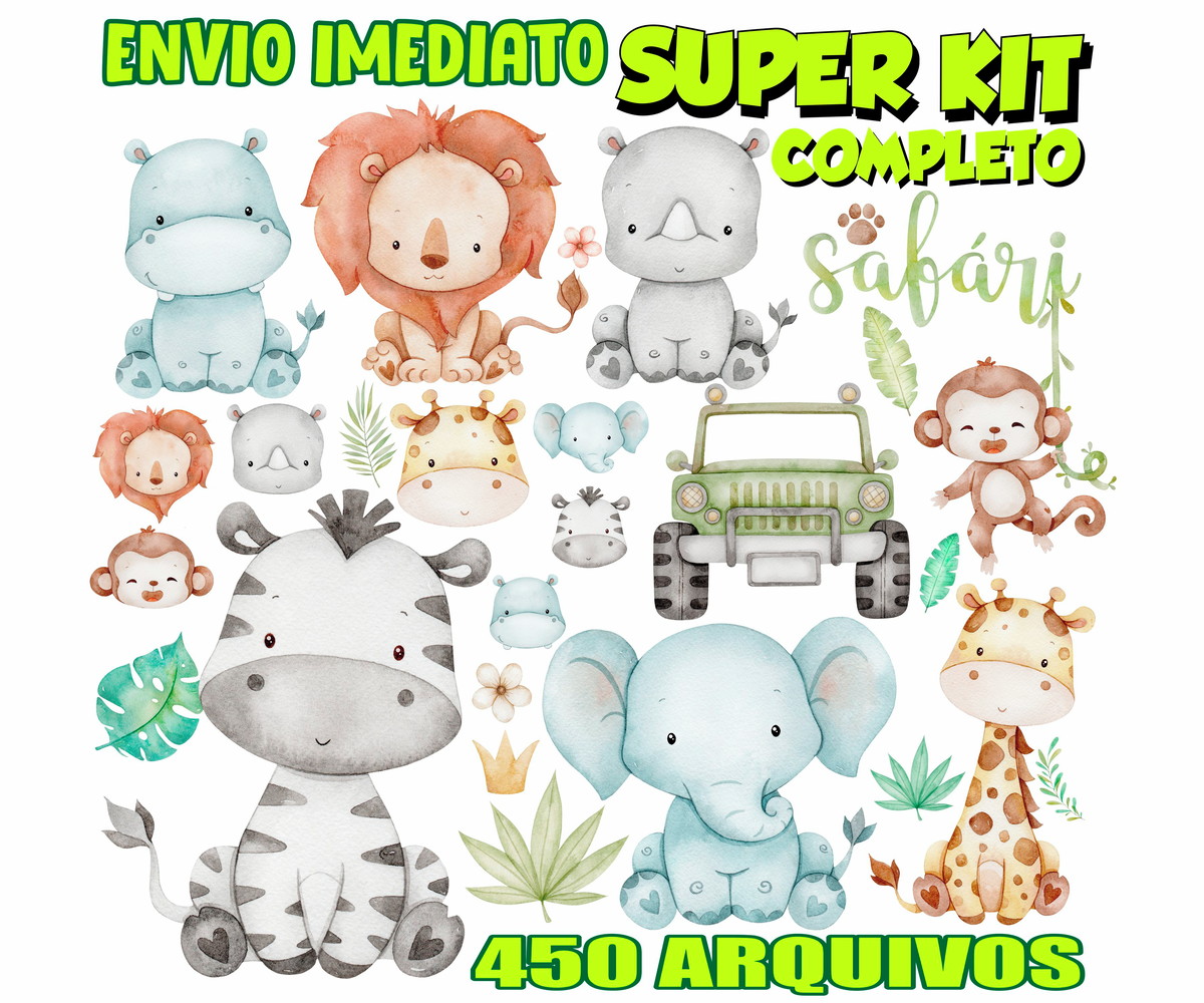 KIT DIGITAL SAFARI AQUARELA 450 ARQUIVOS