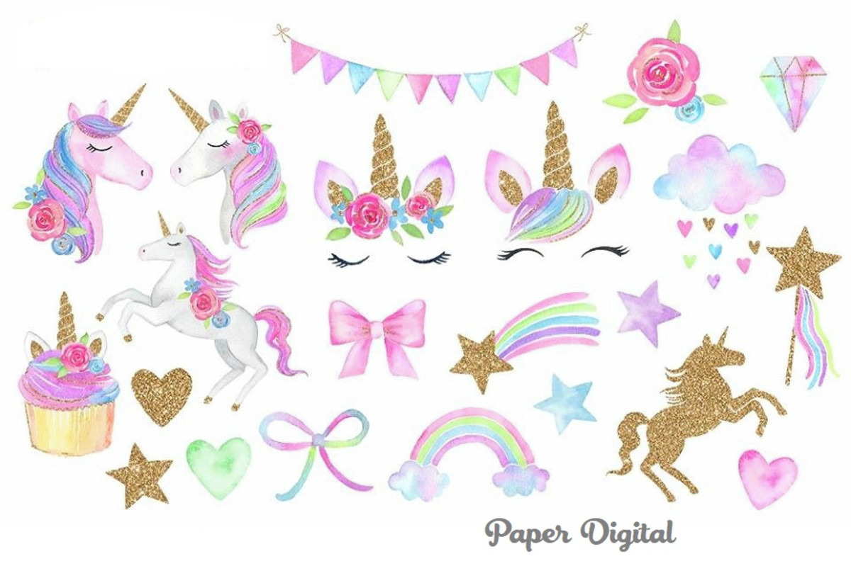 Kit Digital Unicornios Luxo + Brinde