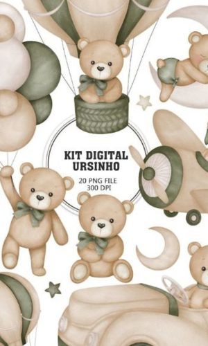 Kit Digital Ursinho Aquarela 1758