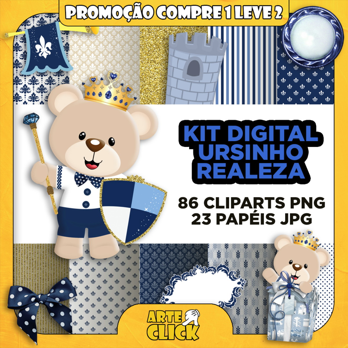Kit Digital Ursinho Realeza