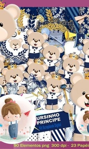 Kit Digital - Urso Príncipe Azul Marinho