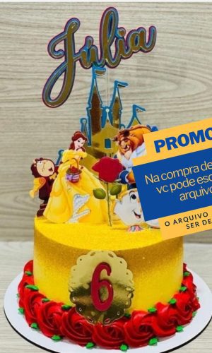 Studio/pdf Arquivo de Corte Topo de Bolo a Bela e a Fera-002