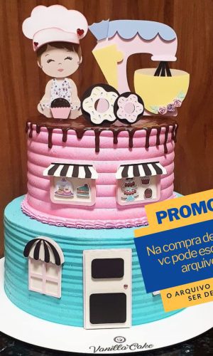 Studio/pdf Arquivo de Corte Topo de Bolo Confeiteira