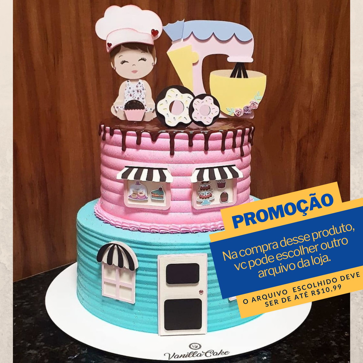 Studio/pdf Arquivo de Corte Topo de Bolo Confeiteira