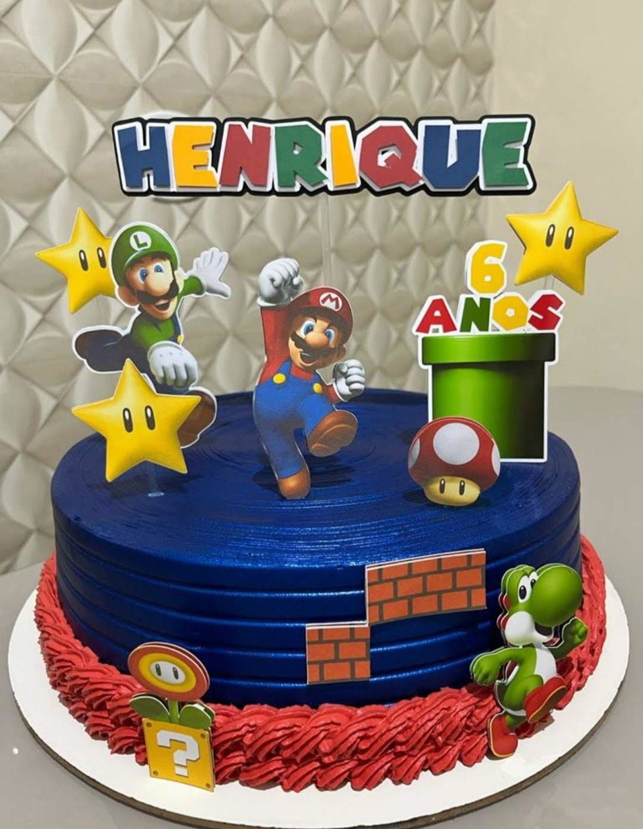Topo de Bolo Super Mario Arquivo Digital