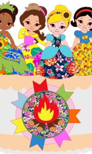 Topo Arraiá das Princesas Festa Junina + 4 Arquivos Brinde