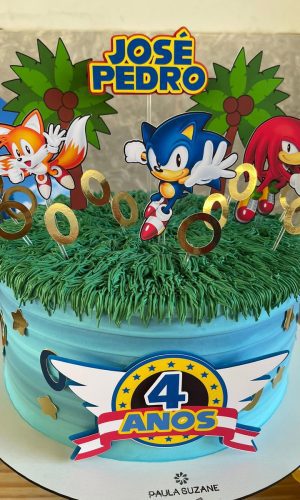 Arquivo de Corte - Sonic + Caixinhas - Topo Bolo Cod: 024