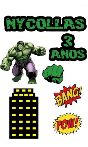Topo de bolo Arquivo Corte Silhouette Hulk