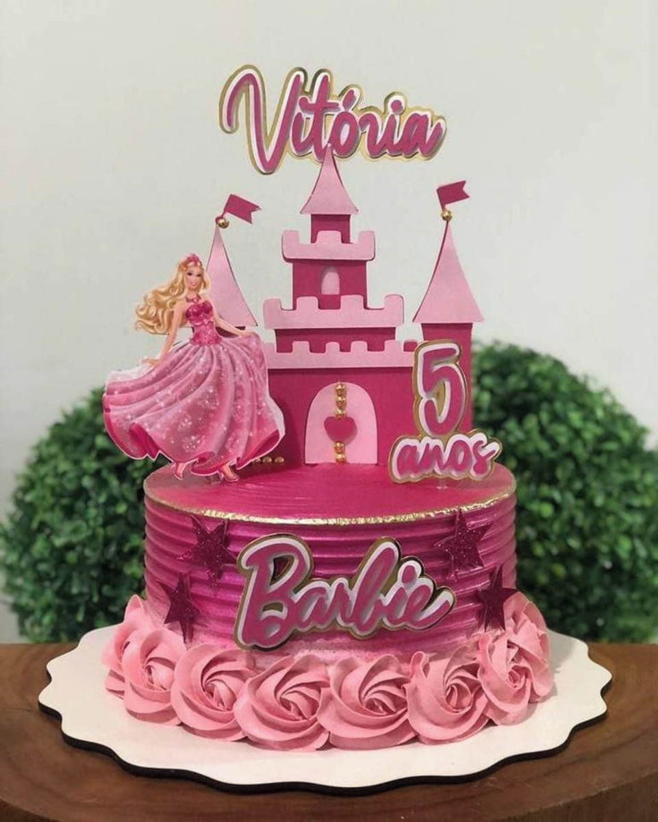 Topo de Bolo Barbie Princesa + 4 Arquivos a Sua Escolha