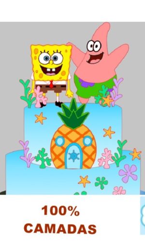 Topo de bolo Bob Esponja (100% em camadas) Arquivo de corte