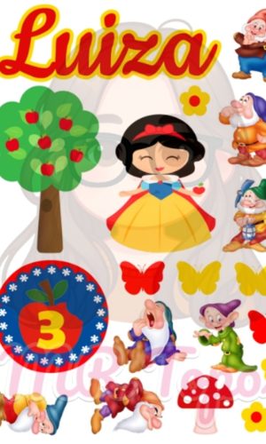 Topo de Bolo Branca de Neve Cute - Arquivo Digital Pdf/jpg