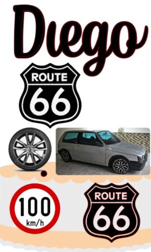 Topo de Bolo Carro + 4 Arquivos a Sua Escolha