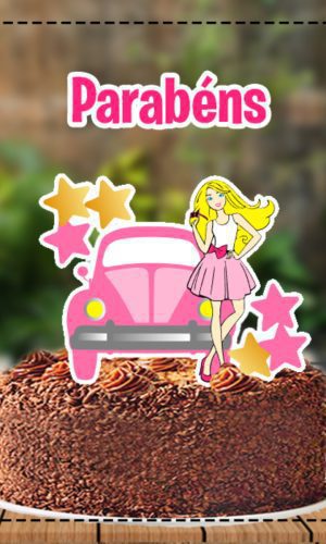 Topo de Bolo Carro Barbie 4860 Arquivo Digital